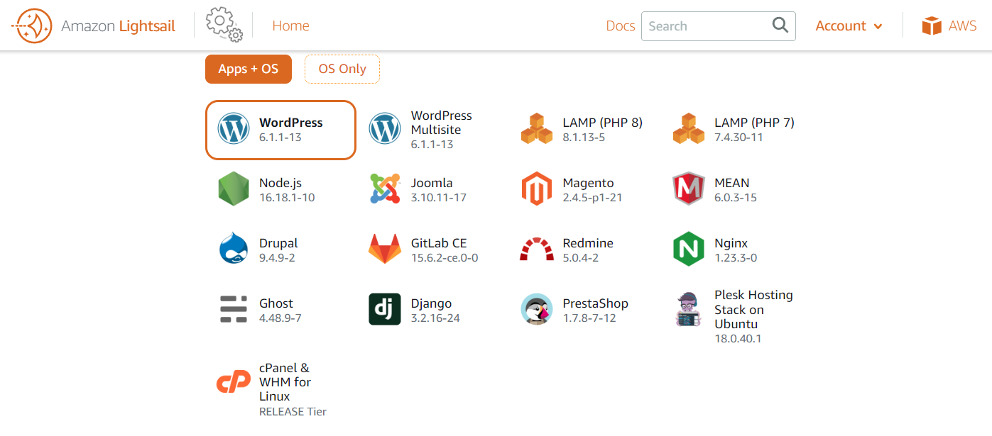 在AWS的Lightsail中建置WordPress網站